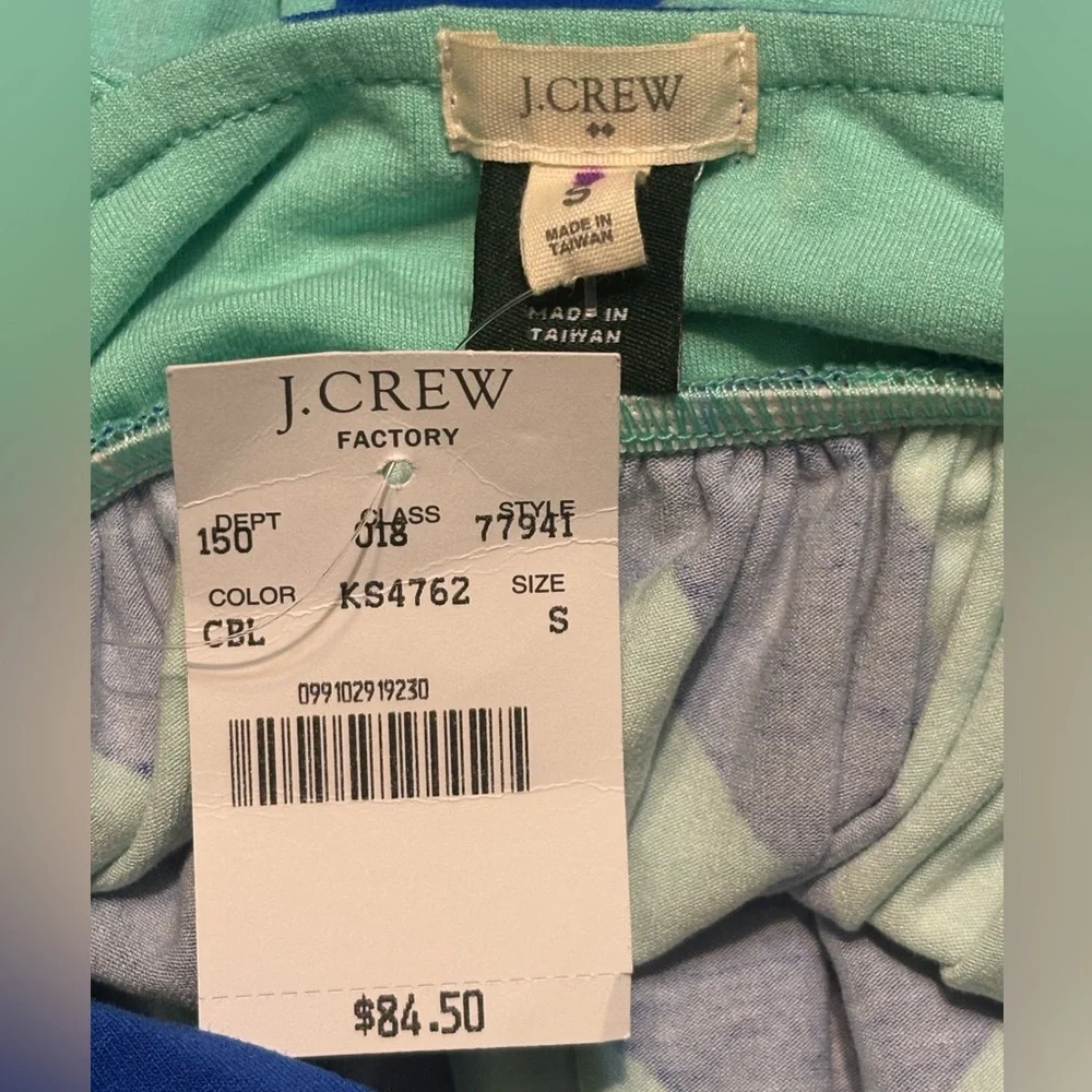 J. Crew Blue and Mint Chevron Maxi Dress size Small NWT